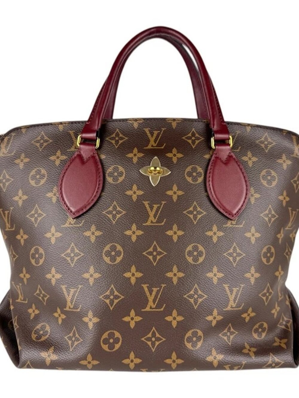 LOUIS VUITTON Flower Zipped Tote MM Handbag Shoulder Bag